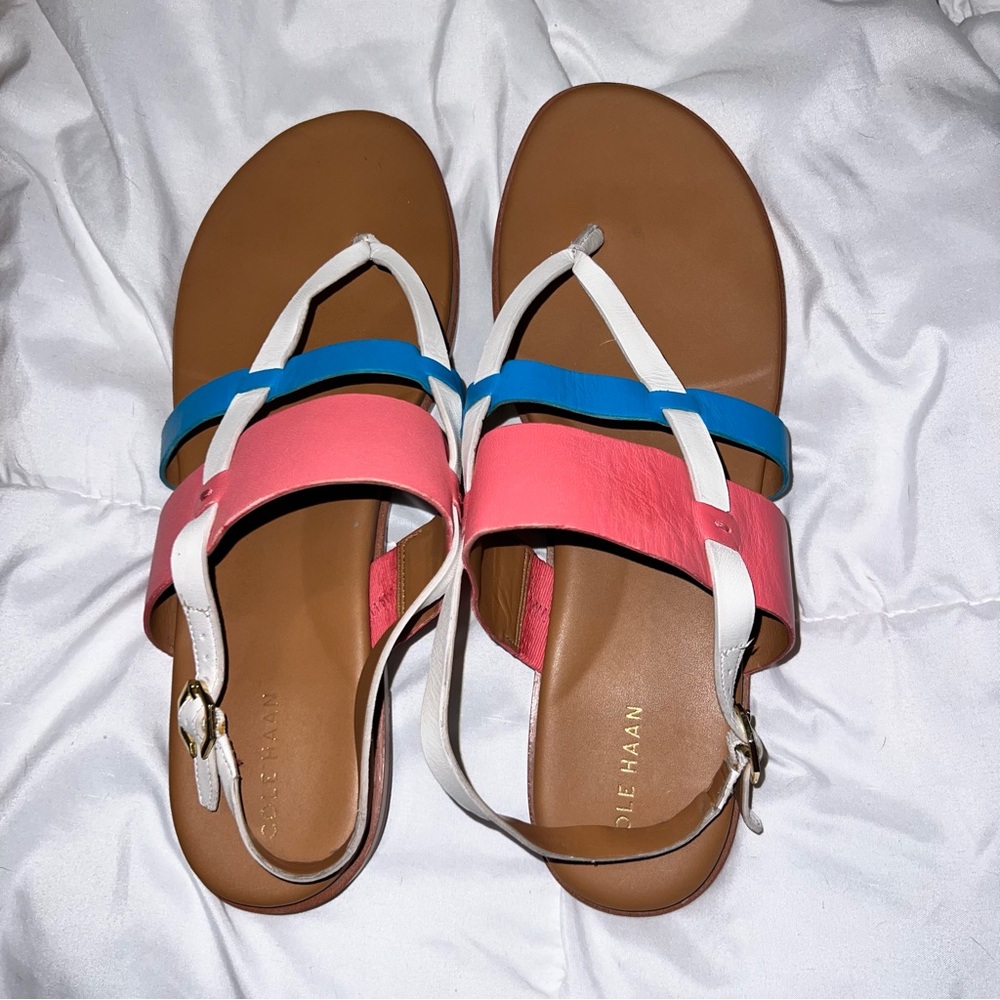 Women’s Cole Haan Finley Grand Thong Sandals Pink Teal White 10B